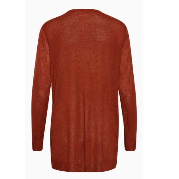 Kaffe Lightweight Long Sandra Cardigan In Amber - Picture 2 of 8